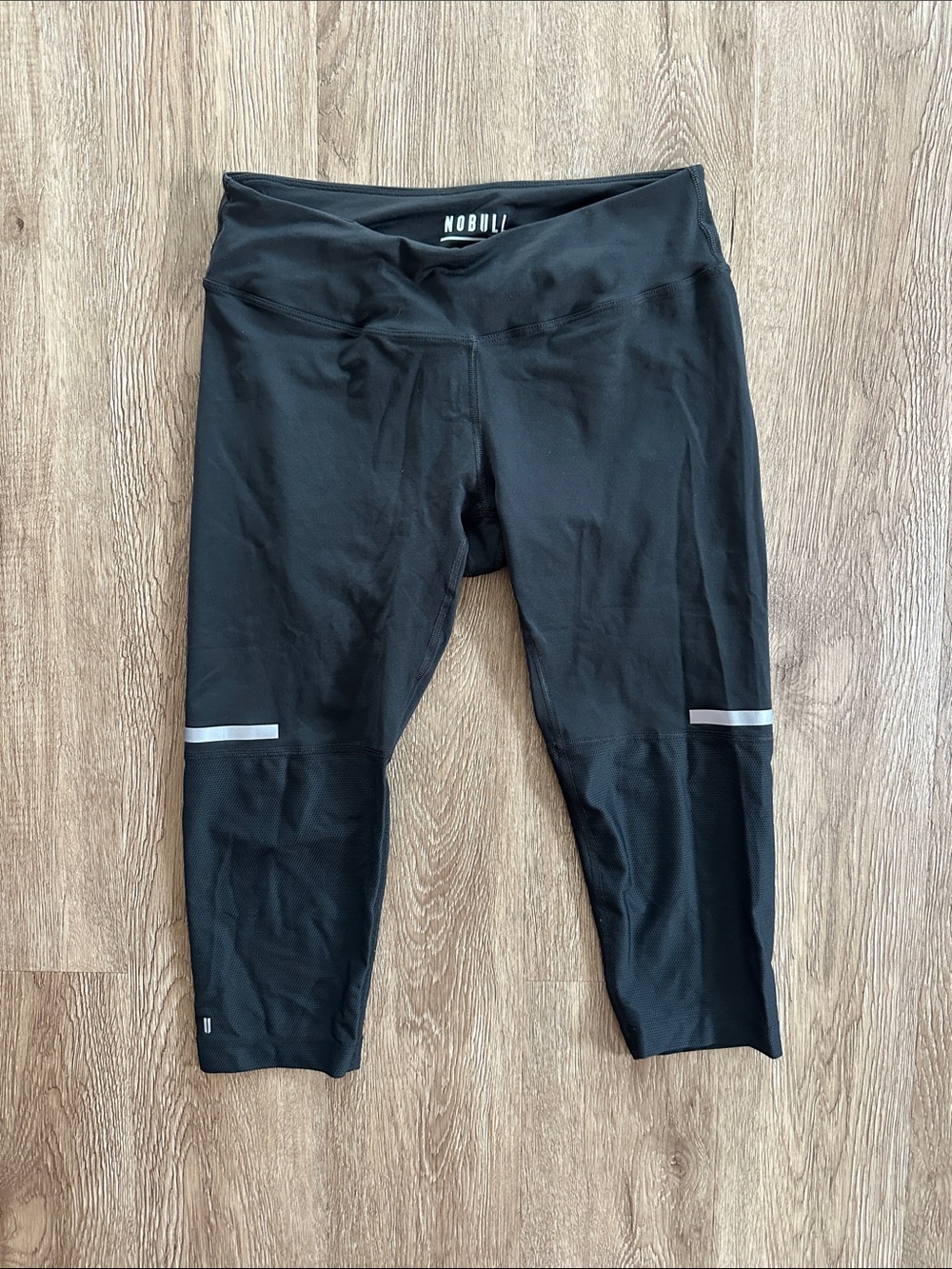 NOBULL Pace Crop Leggings Black Medium Activewear Crossfit Gym Mesh